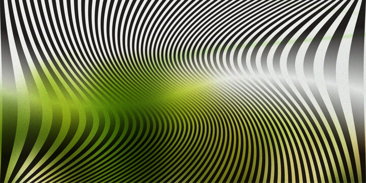 Abstract background with wavy black and white stripes and green gradient