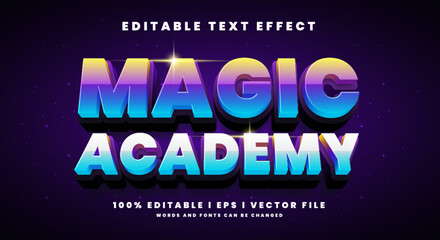 Editable magic academy text effects, modern colors. Text style effects. © Text monster