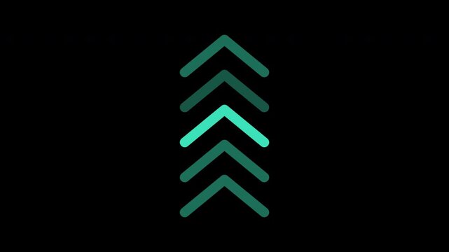 Swipe Up Chevron Arrows Teal Flowing Wave Loop Transparent Background Alpha Motion Graphics