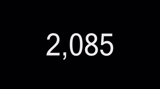 number counter zero to two thousand and five hundred  with transparent background in4k .