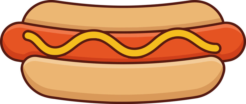 Hot dog with mustard on a bun