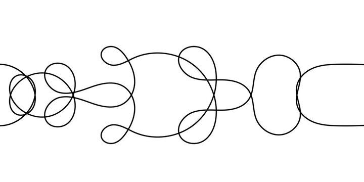 Abstract long continuous single squiggle line. Wavy rope element, curve cable. Simple tangle doodle one line.
