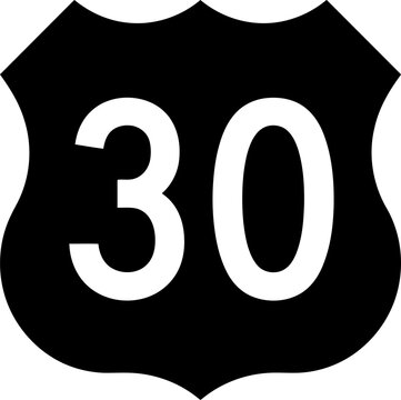 Us highway 30 road sign icon