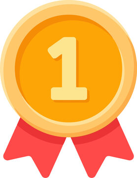 Vector illustration of a gold medal with number one