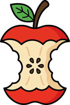 Vector illustration of a red apple core