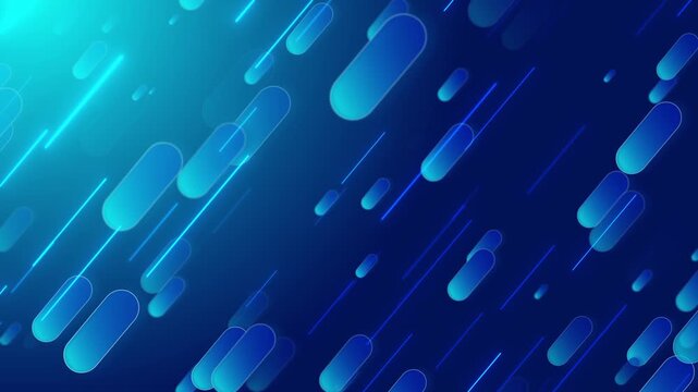 Modern gradient motion shapes visual with cyan capsules, blue streak lines, and soft diagonal energy. Perfect for software videos, mobile promos, creative intros, app screens, and digital overlays.