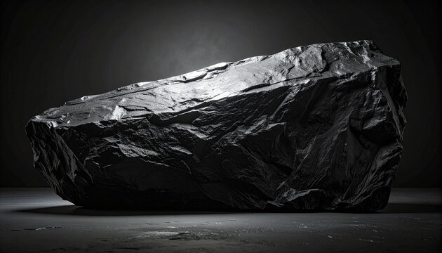 large obsidian black volcanic glass block