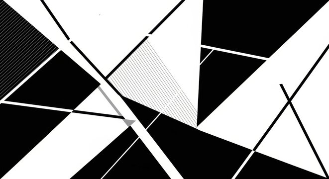 Abstract geometric pattern with black and white triangles and lines