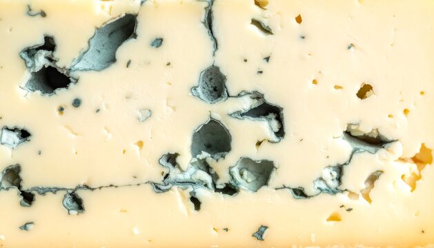 Close-Up Macro Texture of Blue Cheese with Green Mold Veins