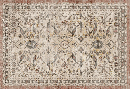 Persian Folk style traditional printed Carpet with trending colors and texture in high resolution
