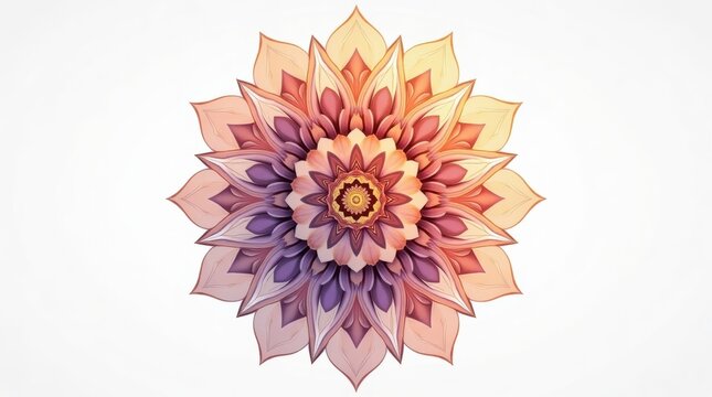 Colorful floral mandala pattern with geometric shapes and soft pastel colors