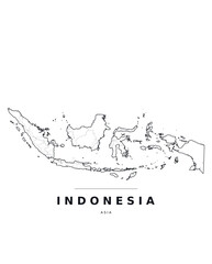 Fototapeta premium Indonesia Asia country map with internal region boundaries and major highways. Editable black line vector on a white background for poster print and classroom use.
