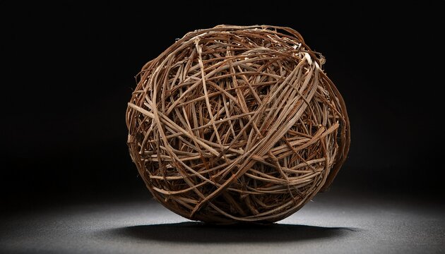 Tumbleweed Globe Light Brown Twigs Tangled And Dried On A Black Background