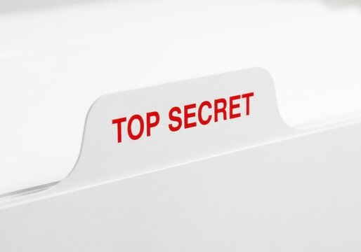 Top secret file folder tab isolated on white background