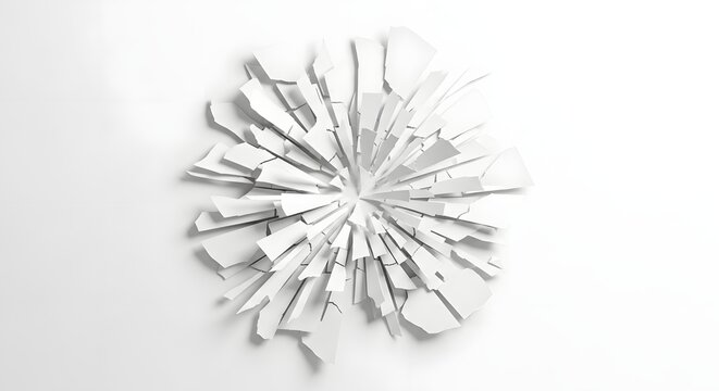 White shattered sphere explosion 3d rendered abstract art for modern interior design concepts