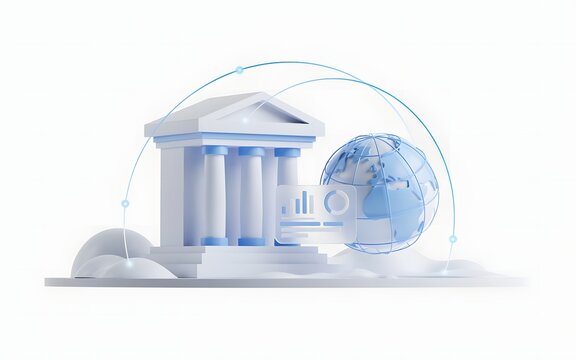 Modern temple building with global network connections