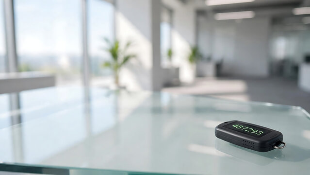 Digital Security Token for Two Factor Authentication on a Glass Table in a Modern Office Environment