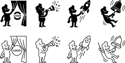 Obraz premium Cartoon man illustrations for business announcement and promotion
