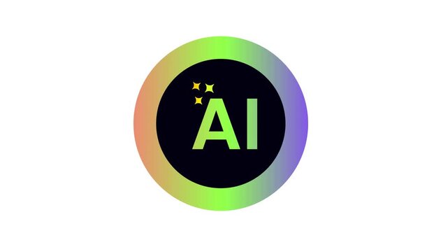 Glowing AI Artificial Intelligence Logo Icon Animation - Seamless Loop Motion Background Stock Footage