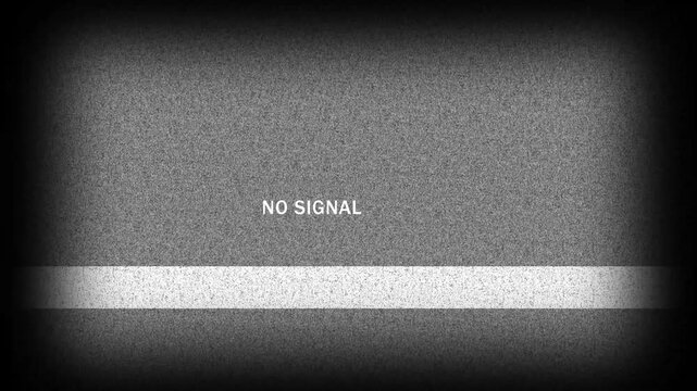 Vintage television no signal screen with static noise and analog glitch effects, retro broadcast interruption overlay, distorted monochrome tv test pattern for media production and creative editing