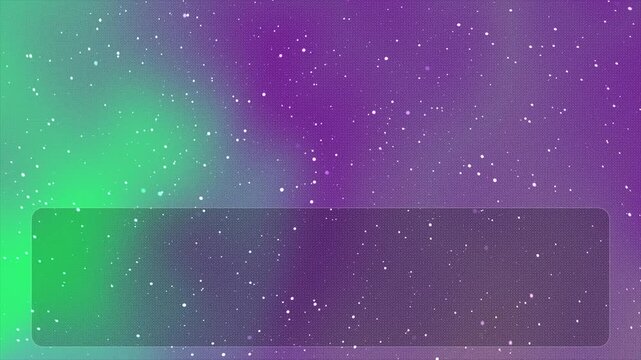 Abstract background with a purple and green gradient and a dark rectangular text box overlay.