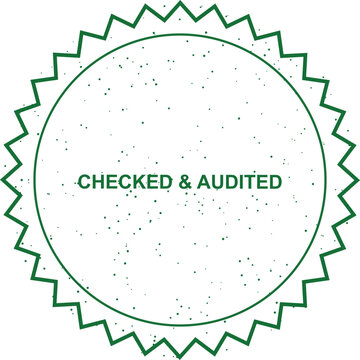 Starburst seal stamp design featuring checked and audited text labels