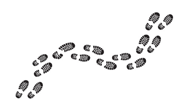 Shoe footprint trail vector illustration isolated on white background.