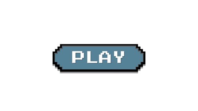 Retro pixel art play button for video games and applications.