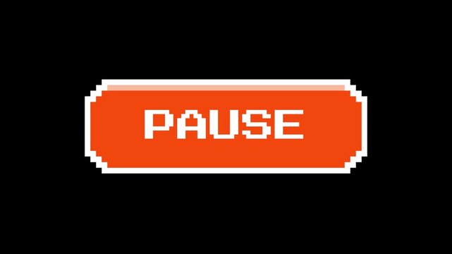 Retro pixel art pause button on black background.