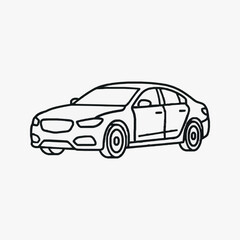 Fototapeta premium Corporate Minimalist Line Drawing of a Modern Black and White Sedan Car for Business Presentations and Branding