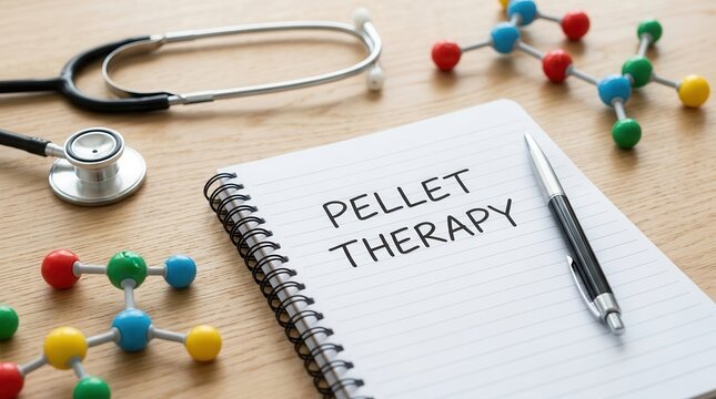 Medical education concept featuring bioidentical hormones and pellet therapy notes.