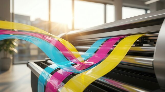 Professional plotter and printer with colorful ribbons for high quality printing services.