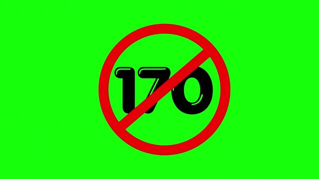 Green screen with red prohibition signs over numbers 170 in minimalist bars during day
