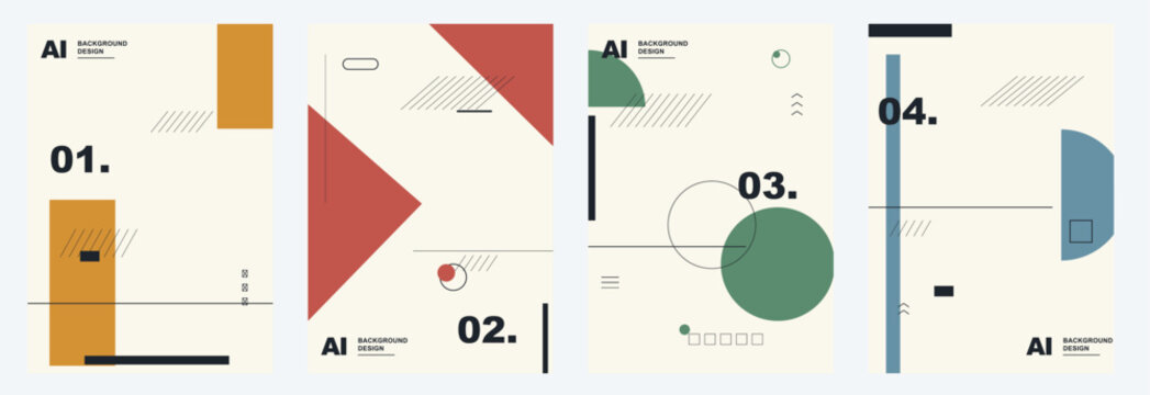 Minimalist swiss style graphic layout with geometric shapes and numbers