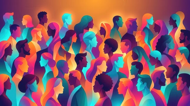 Artistic representation emphasizing individual differences in a diverse crowd.