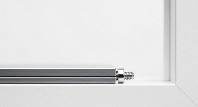 Metal rod positioned against white wall