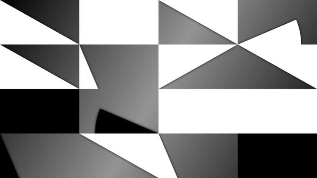 Abstract geometric composition with black white and grey triangles and rectangles