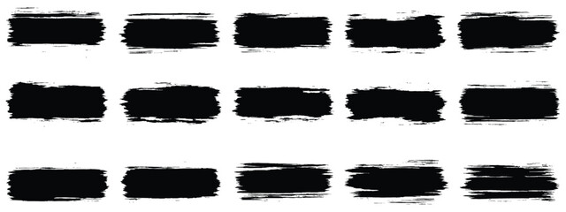 Plakat Unique Black Brush strokes vector set. Set of rectangle shape brush strokes. Set of paint brush stroke and abstract grunge banner for graphic background decoration. 100% vector eps-10