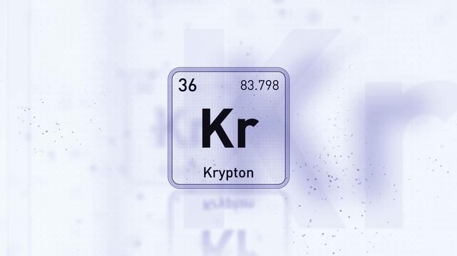 Periodic Table Element Krypton Kr Animation. Modern and Minimal Design.