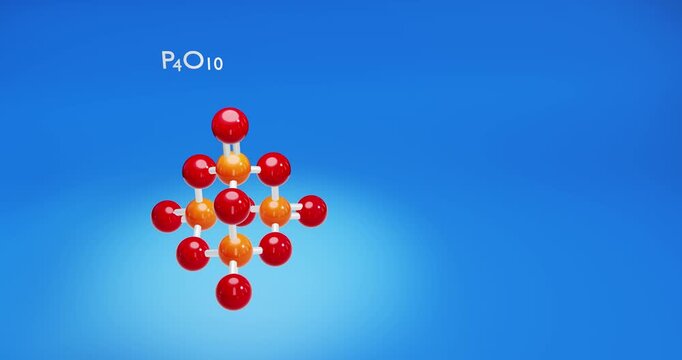 Phosphorus oxide molecule structure. 3d render video.