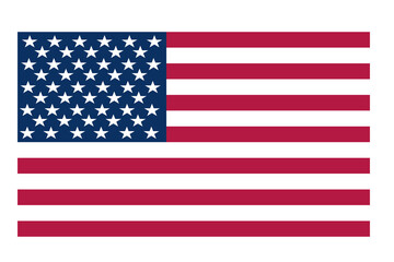 Fototapeta premium USA flag isolated on a transparent white background in PNG format.