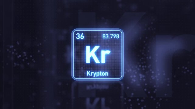 Periodic Table Element Krypton Kr Animation. Modern and Minimal Design.