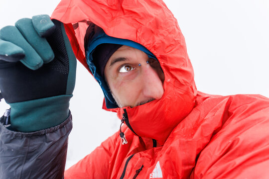 Isolated eye peaking through hood