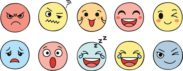 Fototapeta premium Emojis display a variety of colorful facial.