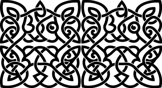 Black and white celtic knot seamless pattern vector background
