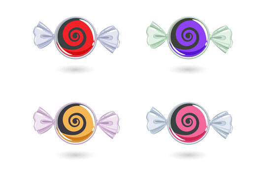 Colorful Candy Illustration Set for Sweet Treats and Confectionery Designs on Transparent Background