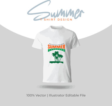 Summer Together typography T-shirt design with tropical palm trees editable vector