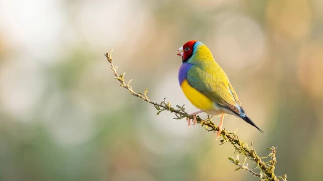 gouldian finch close up in kakadu national park australia morning light video