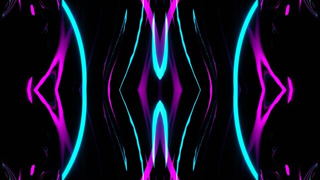 Cyan and Pink Colored Neons Kaleidoscope Background VJ Loop in 4K