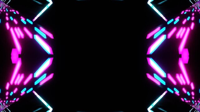 Cyan and Pink Lines Sci-Fi Neon Glow Cyber Kaleidoscope Background VJ Loop in 4K